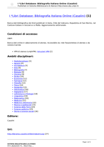 I *Libri Database: Bibliografia Italiana Online (Casalini)