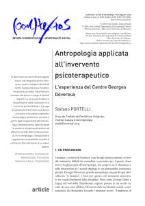 Antropologia applicata all`invervento psicoterapeutico