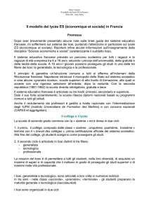 Il modello del lycée ES (économique et sociale) in Francia