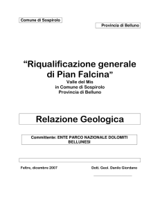 Relazione Geologica - Parco Nazionale Dolomiti Bellunesi