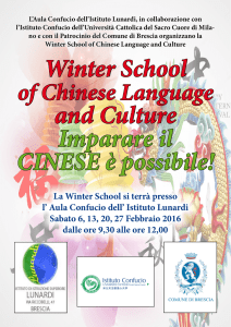 Winter School and Culture Imparare il CINESE è possibile!
