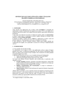 sintesi vocale concatenativa per l`italiano tramite modello