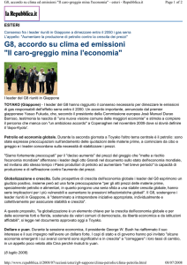 G8, accordo su clima ed emissioni "Il caro