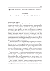 Questioni di bioetica, scienza e antropologia filosofica