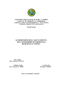 le dimensioni dell`adattamento nell`infermiere di emergenza