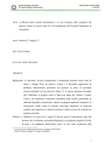 Titolo: L`efficacia della corretta informazione e la sua incidenza nella