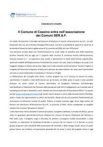 Il Comune di Cassino entra nell`associazione dei Comuni SER.A.F.