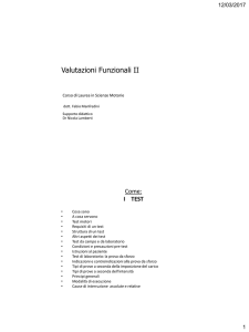 Corso di Laurea in Scienze Motorie Metodi di valutazione motoria