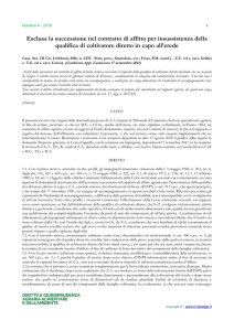 Esclusa la successione nel contratto di affitto per insussistenza della