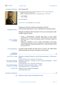 Prof. Sergio FOÀ Professore Ordinario di Diritto amministrativo (IUS
