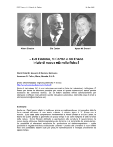 – Del Einstein, di Cartan e del Evans Inizio di nuova età nella fisica?