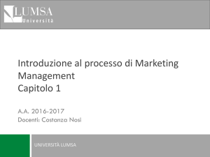 Introduzione al processo di Marketing Management Capitolo 1