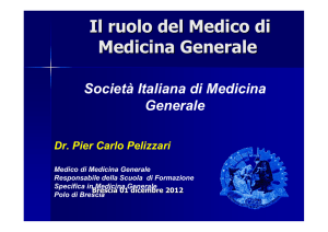Il ruolo del Medico di Medicina Generale Dr. Pelizzari