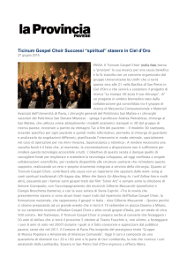 Ticinum Gospel Choir Successi “spiritual” stasera in Ciel d`Oro