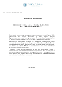 Bozza delle disposizioni Banca d`Italia sul bilancio