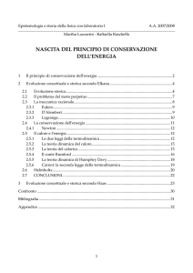 La nascita del principio di conservazione dell`energia