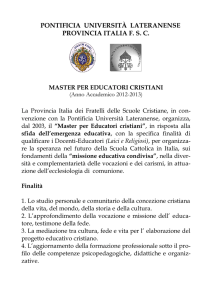 Master per educatori Cristiani anno accademico