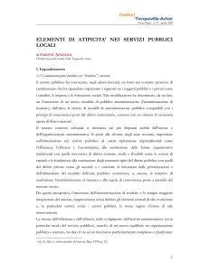 elementi di atipicita` nei servizi pubblici locali - Tocqueville