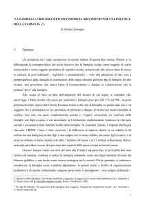 LA FAMIGLIA COME SOGGETTO ECONOMICO: ARGOMENTI PER