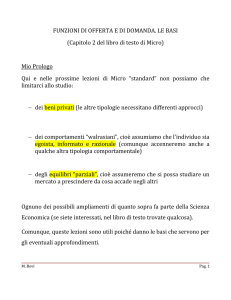 FUNZIONI DI OFFERTA E DI DOMANDA. LE BASI