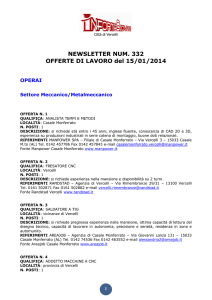 NEWSLETTER NUM. 332 OFFERTE DI LAVORO del 15/01/2014