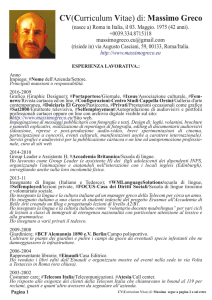 CV(Curriculum Vitae) di: Massimo Greco