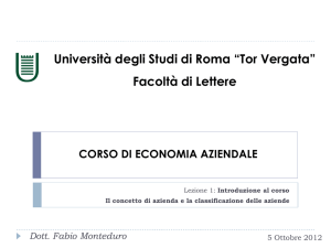 corso di economia aziendale - Università degli Studi di Roma "Tor