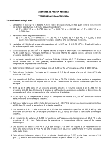 ESERCIZI DI FISICA TECNICA TERMODINAMICA APPLICATA