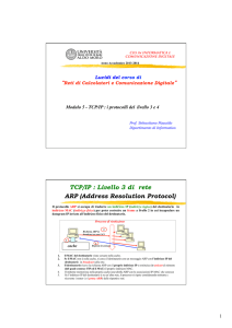 ARP (Address Resolution Protocol) TCP/IP : Livello 3 di rete