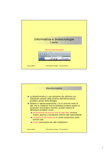 Informatica e biotecnologie - Dipartimento di Informatica