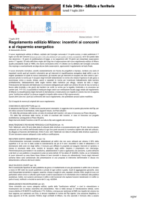 Regolamento edilizio Milano: incentivi ai concorsi e al risparmio