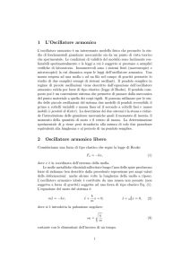 1 L`Oscillatore armonico 2 Oscillatore armonico libero