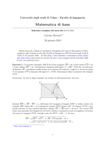 Soluzione del tema di matematica di base del 25 gennaio
