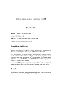 Programma del corso breve `Elementi di analisi statistica con R`