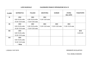 calendario esami riparazione Liceo Musicale