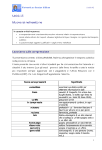 Unità 15 Muoversi nel territorio