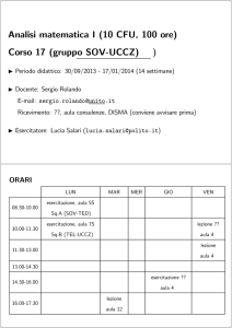 Analisi matematica I (10 CFU, 100 ore) Corso 17 (gruppo SOV