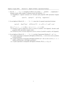Algebra e Logica 2015. Esercizi 14. Algebre di Boole: espressioni