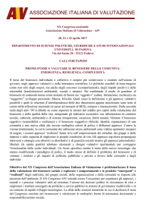 Call XX Congr. Naz. AIV (ITA) - Associazione di Valutazione Italiana