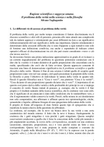 Ragione scientifica e saggezza umana. Il problema della verità nella