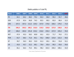 Debito pubblico in % del PIL