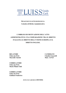 Cattedra di Diritto Amministrativo L`OBBLIGO DI MOTIVAZIONE