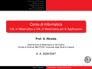 Introduzione al Corso - Dipartimento di Matematica e Informatica