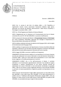 Decreto n. 108900 (974) 2015 - pubblicato sull` Albo Ufficiale