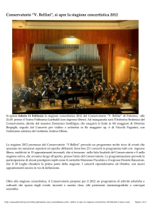 Conservatorio “V. Bellini”, si apre la stagione concertistica 2012