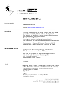 Amendola Claudia CV - Studio Andrea Lamia Management