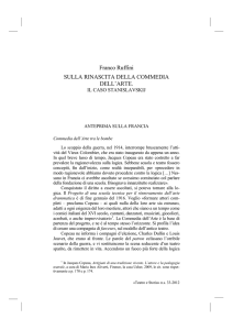 Franco Ruffini SULLA RINASCITA DELLA COMMEDIA DELL`ARTE.