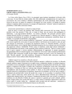 INTRODUZIONE ALLA CRITICA DELLA RAGION PURA