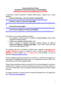 Ammissione ai Corsi di Laurea Magistrale a.a. 2015-2016