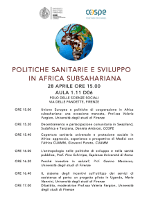 POLITICHE SANITARIE E SVILUPPO IN AFRICA SUBSAHARIANA